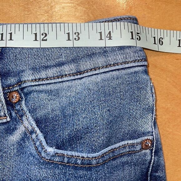 Express‎ Womens Raw Hem Cotton Blend High-Rise Skinny Jeans Blue Size 10R - Picture 9 of 11